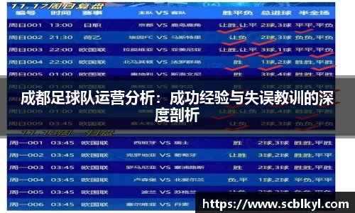 成都足球队运营分析：成功经验与失误教训的深度剖析